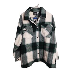 HFX Plaid Wool Blend Relaxed‎ Fit Snap Button Preppy Fall Outdoor Shirt Jacket L
